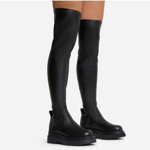Over the genou <span class=keywords><strong>cuissardes</strong></span> bottes de motard longues <span class=keywords><strong>en</strong></span> faux cuir pour femmes et dames-noir - Product Image 6