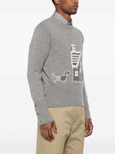 Suéter informal con logotipo personalizado, suéter de punto con patrón Jacquard, suéter de manga larga con cuello redondo para hombre - Product Image 2