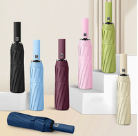 Parapluie compact en fibre de verre à 3 plis, 23 pouces, 12 baleines, entièrement automatique, avec protection UV et coupe-vent, personnalisable avec logo, idéal pour les cadeaux d'affaires