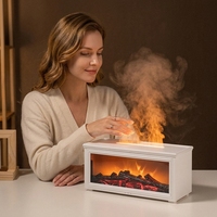 Difusor de Aromaterapia Ultrasónico con Diseño de Chimenea Vintage, Silencioso, Alimentado por USB, Capacidad de 0.5L, con Humidificación y Llama Simulada en 3D