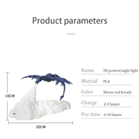 Veilleuse 3D Dragon Volcanique, Cadeau pour Enfants, Décoration d'Intérieur, Lumières Rechargeables