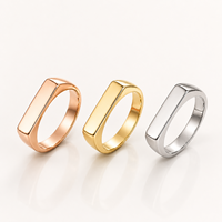Individuell Lasergravierter Blanko-Ring aus 304 Edelstahl 18K Vergoldet DIY Personalisierter Schmuck Siegelring Großhandelsangebot