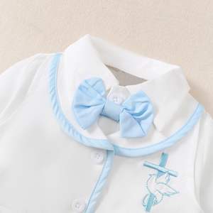 Costume de baptême pour bébé garçon, blanc, à manches longues, sur mesure - Product Image 3