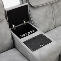 Canapé inclinable ergonomique moderne trois places en cuir véritable avec fonctions de massage électrique et de balancement, télécommande, luxe