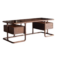 Bureau en bois de noyer noir d'Amérique du Nord, style italien minimaliste, bibliothèque en bois massif, mobilier de bureau pour villa, bureau à domicile
