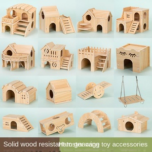 Maison en <span class=keywords><strong>bois</strong></span> massif pour hamster, jouet, cage, accessoires, hamster, ours doré, villa de luxe à un ou deux étages, accessoires pour hamster - Product Image 2