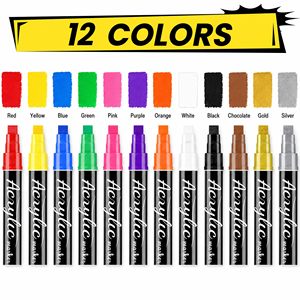 Rotulador Acrílico de 10 mm, 12 Colores, Tinta Permanente Impermeable, Rotulador Jumbo para Pósteres, Punta Oblicua/Plana, Logotipo Personalizado, Papelería, Precio de Fábrica - Product Image 2