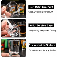 Set Gelas Souvenir Mini 60ml dengan Cetakan Stiker Landmark Kota Terkenal untuk Souvenir Promosi