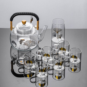 Service à thé et à café <span class=keywords><strong>en</strong></span> verre de qualité alimentaire, durable et écologique, avec séparation de l'eau, bouilloire, théière, pour la maison - Product Image 2