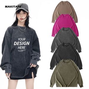 Camiseta de Manga Larga Unisex Vintage con Lavado Ácido, 100% Algodón, 230 g/m², Logotipo Personalizado Y2K Oem CL-ZJCX230, Estilo Holgado para Otoño - Product Image 1