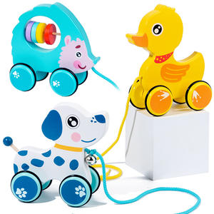 Holz Cartoon Tiere Baby lernen gehen Kinder ziehen Auto frühe Bildung <span class=keywords><strong>Hand</strong></span> ziehen Seil, um Walker Auto Spielzeug für Kinder Jungen zu schieben - Product Image 6
