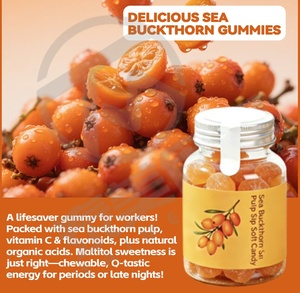 <span class=keywords><strong>Caramelos</strong></span> de Goma Efervescentes Sin Azúcar con Espino Amarillo y Mollete de Pollo, Sabor Afrutado, en Botella, para la Salud Digestiva - Product Image 3
