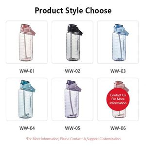 Bouteilles d'eau de sport en plastique sans BPA de 2 L (64 oz) pour la gym, avec marqueur de temps, vente en gros - Product Image 4
