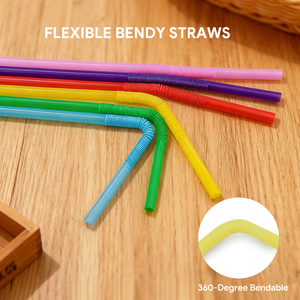 Vente en gros de paille télescopique jetable en plastique PP pliable pour thé à bulles de qualité alimentaire pailles à boire colorées (100 pcs/sac) - Product Image 4