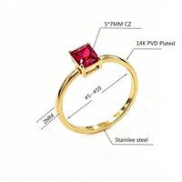 Bague en acier inoxydable 316L plaqué or PVD 14K avec pierre de naissance et zircone cubique à quatre griffes, délicate et empilable pour femme, cadeau d'anniversaire