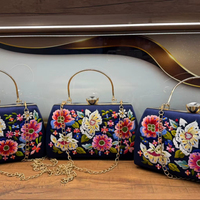 Pochettes de soirée ethniques élégantes brodées de fleurs, faites à la main en fil de soie, avec bouton, pour mariage de luxe femme été/hiver