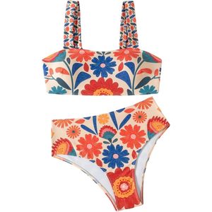 FOXA Women's 2 Piece High Waisted <b>Bikini</b> Set Graphic <b>Bandeau</b> <b>Padded</b> Swimwear Beachwear - Product Image 1