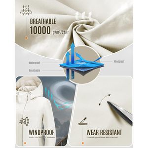Manteau de pluie long imperméable pour femme de 33 000 pieds avec capuche, coupe-vent pliable et doublure en maille - Product Image 4