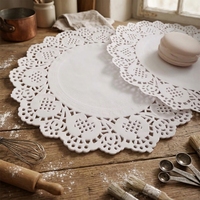 Sous-plats en papier jetables, blancs, ronds, pour table de restaurant