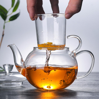 Théière en verre soufflé à la main NOVATIVE 300ML 700ML, écologique, résistante à la chaleur, transparente, avec infuseur en verre