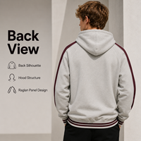 Hoodie Jaket Kasual Varsity Streetwear dengan Lengan Raglan Warna-Blok Kustom OEM dan Ritsleting Penuh