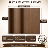 Panneau mural en lattes de bois brun moyen pour la décoration intérieure, taille personnalisée, OEM