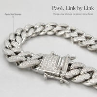 Collier Miami Cuban Link Hip Hop, plaqué or blanc imitation, en cuivre serti de zircons taille brillant, hypoallergénique