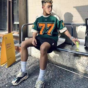 T-shirts de football à col rond personnalisés par le fabricant, maillots de football en maille tricotée personnalisés, t-shirt ample et court pour hommes - Product Image 6