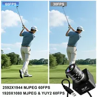 Kamera Industri USB 3.0 ELP 5MP Global Shutter Kecepatan Tinggi 5MP 60fps YUY2 1080P 60FPS 3X Zoom Mini Webcam untuk Golf Swing ANPR