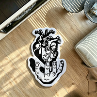 Tapis en peluche fait main en forme de cœur anatomique, style gothique, pour la décoration intérieure