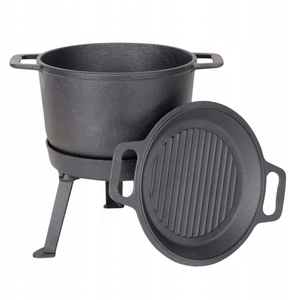Casserole en <span class=keywords><strong>fonte</strong></span> personnalisée pour la chasse, le camping et la cuisine, avec <span class=keywords><strong>couvercle</strong></span> 2 en 1 et plaque de cuisson, <span class=keywords><strong>fonte</strong></span> polonaise avec pieds - Product Image 3