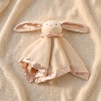 Doudou Lapin et Ours pour Bébés, Couverture de Sécurité en Peluche Douce avec Bordure en Satin, Cadeau de Naissance et Jouet de Compagnie pour Tout-petits