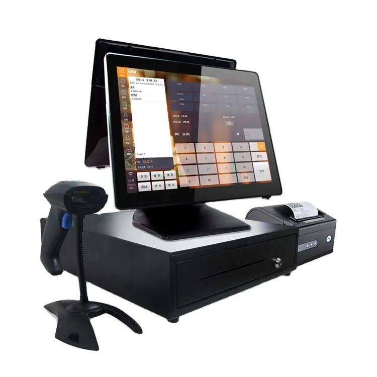 POS-Tablet alles in einem 15-Zoll-Registrierkasse Tablet Touchscreen Windows Offline-Drucker Android Terminal Maschine Pos-Systeme