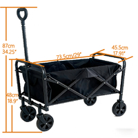 Chariot de camping pliable léger à quatre roues avec conception à 3 points pour usage industriel, plage, jardin, shopping et transport d'outils
