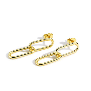 Boucles d'oreilles pendantes tendance 2024 en laiton plaqué platine et or 14 carats, design trombone, idée cadeau pour les amoureux des animaux - Product Image 5