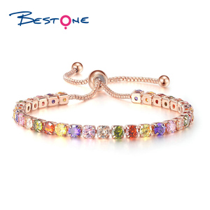 สร้อยข้อมือทองแดงชุบทองสำหรับผู้หญิงสร้อยข้อมือเทนนิสเพทายสีดำ - Product Image 4