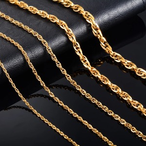 Collar para Mujer y Hombre, Estilo Punk, Cadena de Eslabones Trenzados de Acero Inoxidable 316L, Chapado en Oro, Accesorios de Joyería, Gargantilla - Product Image 1