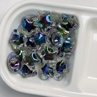 Perles pour la fabrication de chaînes de porte-clés DIY, série noire en acrylique, plaquées UV, transparentes, rondes, en forme de cœur, d'étoile, de fleur, carrées