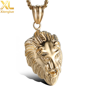 Collar con Colgante de Cabeza de León para Hombre, Joyería de Acero Inoxidable Chapada en Oro, Plata y Negro Pulido, Personalizada al por Mayor - Product Image 3