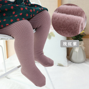 Invierno grueso acogedor mullido polar moda térmica Color sólido cálido bebé pantimedias medias para niñas - Product Image 4