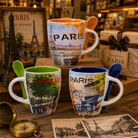 Série de saisons colorées Design classique 340ml Tasses de camping Souvenirs en boîte attrayants avec cuillères pour la fête