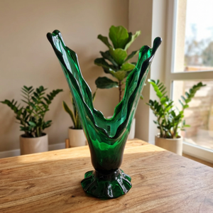 Jarrón de Vidrio Transparente Verde, Florero Decorativo Irregular, Recipiente para Flores, Decoración Artística para el Hogar, para Sala de Estar - Product Image 3