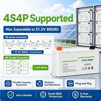Baterai Penyimpanan Energi LiFePO4 12.8V 200Ah 6000+ Paket Baterai Surya Hibrida untuk Cadangan UPS Off Grid