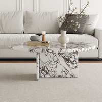 Ensemble de table basse et table d'appoint en marbre de luxe moderne, combinaison décorative de meubles pour appartement et villa