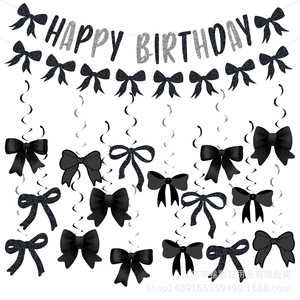 Juego de pancartas de cumpleaños con lazo rosa, decoraciones para fiestas, celebración de cumpleaños para niños, material de papel plástico de fácil montaje - Product Image 4