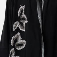Mode personnalisée de Dubaï pour femmes Abaya ouverte avec broderie de paillettes et de fleurs perlées pour femmes musulmanes robe musulmane modeste et ample