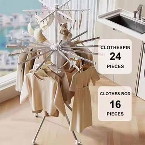 Séchoir à linge et vêtements pliable et peu encombrant pour balcon, avec roulettes, pour le séchage des chaussures et manteaux - Product Image 6