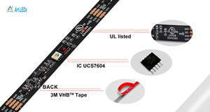 Certification UL IC externe 60leds Changement de couleur 65536 Niveau de gris Bande lumineuse LED numérique DC5V UCS7604 <span class=keywords><strong>3</strong></span> White CCT Pixel - Product Image 6