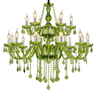 E14 Lustre en cristal de luxe pour hôtel, café, bar, salon de mariage vert, chambre à coucher, villa, suspension, lampes suspendues à bougie
