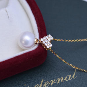 Collar con Colgante de Perla Redonda Blanca de 10-11 mm de Zhuji Danshui, Plata S925 con Diseño Minimalista, Luz Intensa y Pequeñas Imperfecciones - Product Image 3